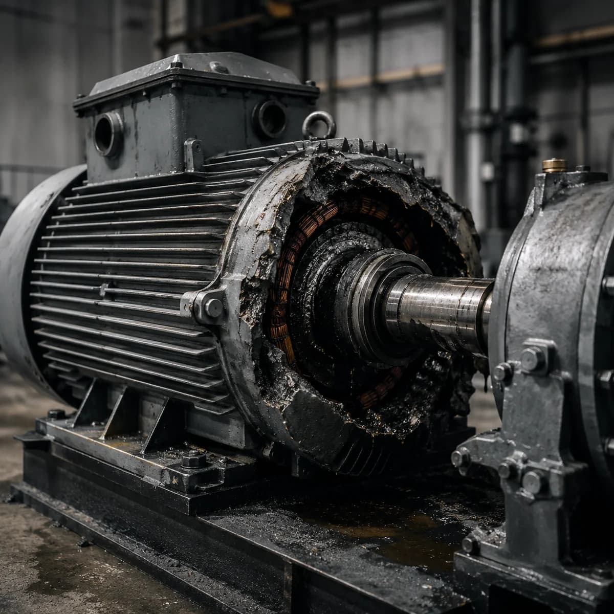 Examen technique d’une machine industrielle endommagée.